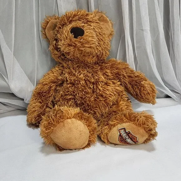 2009 Harley Davidson 13" Brown Fuzzy Shaggy Stuffed Plush Teddy Bear Doll - Picture 3 of 12